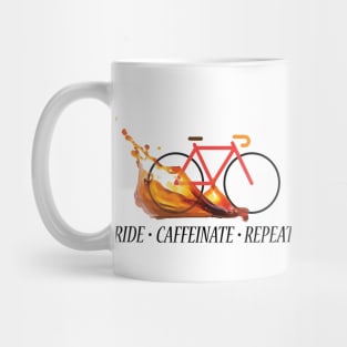 Ride Caffeinate Repeat Vector Cycling Design - white background Mug